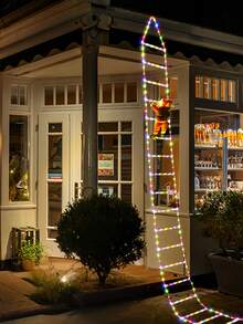 Lampu Natal LED Bentuk Tangga dengan Santa Claus yang Sedang Mendaki, Lampu Hias Warna-warni, Cocok untuk Dekorasi Natal, Ulang Tahun, Pesta, Halloween, Tahun Baru, Pencahayaan Suasana Perayaan, dan Dekorasi Estetika Rumah. - 2026 - View 10