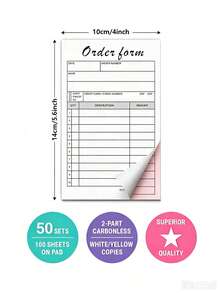2/5 Packs Thanks Receipt Book With Cardboard, 2-Part Carbonless Invoice Order Book, Small Business Receipt & Invoice Book, Business & School Supplies, Back To School - Consolidated Order - View 3