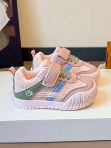 Kids' Retro Colorblock Sports Shoes, Hook & Loop Design, Durable Soft Sole Daily Casual Sneakers For Boys And Girls - Pink - View 6