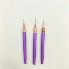 3Pcs Nail Art Line Drawing Pens, Gradient Purple Fluffy Setting Powder Makeup Brush Combo Pack - Multicolor - View 7