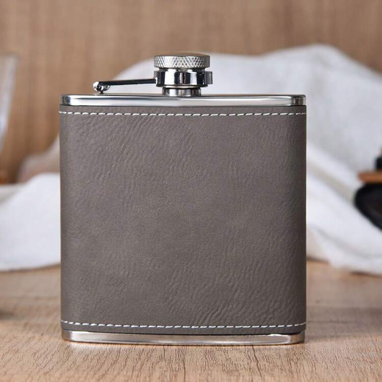 1pc Personalized Portable Flask, Christmas Portable Flask, Customized Portable Flask, Father's Day Gift, Father's Day Essential, Boyfriend Gift, Customized Father's Gift, Birthday Gift, Boyfriend Birthday Gift, Customized Leather Portable Flask - Black - View 14