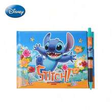 Monogram Disney 1SET  Officially Licensed Stitch Autograph Book, Tropical Hibiscus Notebook With Pen, Blue Orange Theme, Stationery Gift For Fans - Multicolor - View 4