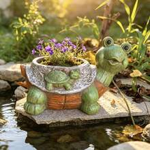 Creative Textured Resin Turtle Planter Decorative Flower Pot Home Balcony Turtle Potted Plant Outdoor Windowsill Yard Garden Turtle Resin Ornament Succulent Flower Pot Gardening Decor - Turtle Planter - View 9
