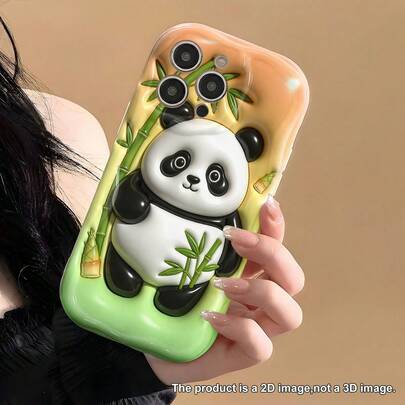 1pc Colorful Background Cute Panda Eating Bamboo Pattern Phone Case Compatible With Apple 18PROMAX/18PRO/18/17PROMAX/16promax/15promax/14promax/13promax/12promax/11promax/Compatible With Samsung S26/2524321U Phone Case Compatible With Redmi Note 1514PRO Compatible With Moto Compatible With Transsion Compatible With OPPO Phone Case