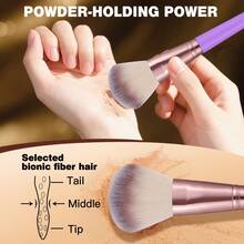 25pcs And 1pc Gift Makeup Brushes Set, Soft Dense Cosmetic Brushes For Foundation Powder Blush Eyeshadow Concealer Contour Highlight, Complete Face & Eye Makeup Brush Kit, Handles For Makeup Beginners And Daily & Party Makeup Application - Multicolor - View 6