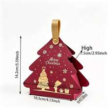 24 Gift Boxes Shaped Like Christmas Trees With Handles-Compact And Portable Paper Gift Boxes/Bags, Ideal As Party Favors For Holiday Gatherings And Christmas Tree Decorations. - Multicolor - View 5
