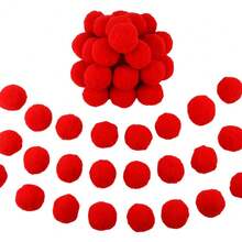 Christmas Colourful Red Pompoms 10-50mm Large And Small Pom Poms Fuzzy Puff Balls Assorted For DIY Arts And Craft Creativite Home Party Christmas Halloween Valentine's Day Decorations - PM - View 1