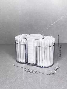 1/2/3pcs 3-In-1 Cotton Swab Storage Box, Bathroom Cotton Swab And Makeup Pad Organizer, Vanity Cotton Swab, Makeup Pad, Floss Holder - Clear - View 2