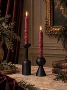 1pc Vintage Red Embossed Tapered Candle With 3D Fruit And Leaf Pattern, Creating Romantic Christmas Winter Atmosphere, Suitable For Holiday Decoration, Elegant Gift, Candlelight Dinner And Party, Adding Warmth To Home Decor For New Year Season - Multiple Styles - View 8