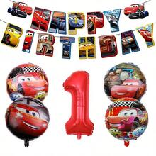 Disney McQueen Flag Aluminium Foil Ball Decoration Set, Red Numbered Family Party Decorations And Wall Decor Props - View 1