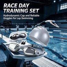 Adult Swim Goggles And Swim Cap Set, High Definition Anti-Fog Electroplated Swimming Goggles For Men And Women, Nose Clip And Earplugs Set - Multicolor - View 8