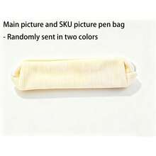 1/2pcs Pencil Case Solid Color Plaid Multifunctional Pencil Case Rhombus Pattern Large Capacity Pencil Case Stationery Bag Student Pencil Case - Corduroy Small - View 2
