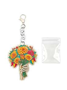 Keychain, Bag Charm, Hanging Accessory, For Bags Or Keys, Skull, Flower, Cat, Girls, Students, Casual Outing, Halloween, Christmas, Gift - Multicolor - View 14
