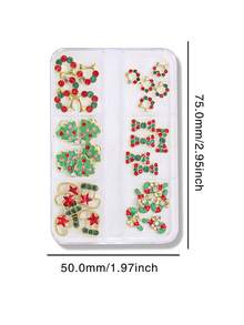 30pcs/Box Assorted Christmas Alloy Nail Art Decorations, 3D Christmas Tree, Christmas Stocking, Christmas Wreath Colorful Nail Gems, Red & Green Enamel 3D Decor, Simple Versatile DIY Nail Stickers - Multicolor - View 8