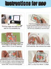 10 ورقة نقل ملصقات مائية ليزر DIY A4 بيضاء شفافة واضحة لطابعة نفث الحبر عالية الدقة DIY (8.27 بوصة * 11.7 بوصة) - خلفية بيضاء بطباعة نفث الحبر - مشاهدة 5