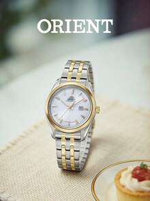 Women's ORIENT Two‑Tone Automatic Mechanical Watch, White Sunray Dial, Stick Hour Markers, Stainless Steel Bracelet, Elegant Ladies Dress Wristwatch - RA-wG0601S - View 4