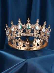 萬聖節金色彩色復古仙女葉子皇冠－中世紀維京水晶頭飾，適合男女文藝復興萬聖節角色扮演派對舞會 - 金彩色 - 查看 1