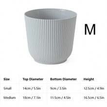 Thickened Slouchy Desktop Vertical Stripe Round Plastic Hydroponic Planter For Butterfly Orchid And Snake Plant, Anti-Ceramic Flower Pot, Minimalist Versatile Matte Solid Color, Suitable For Living Room, Bedroom, Office, Windowsill, Succulents And Pothos, Large And Small Sizes Available - Minimalist Flower Pot - View 14