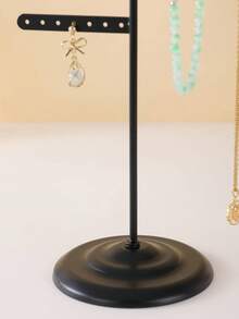 1pc Metal Jewelry Stand, Multi-Functional Jewelry Display Rack, Can Store Necklaces And Earrings Simultaneously, Gold Frame With White Base, Simple And Beautiful, Earring Holder Necklace Rack, Ideal Gift For Women, Perfect Desktop Jewelry Display Stand - Multicolor - View 6