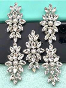 1pc Faux Pearl Rhinestone Applique Sticker DIY Clothing Decoration Patch With Hot Melt Glue Backing Suitable For Jeans, Jackets, T-Shirts, Short Sleeve Shirts, Shoes, Hats, Bags And Home Decor - A-White - View 6