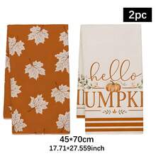 2 Buah Handuk Dapur, Motif Daun Maple Musim Gugur, Handuk Dapur Mikrofiber Persegi Panjang 40*60cm, Kain Lap Piring, Taplak Meja, Handuk Tangan, Dekorasi Dapur untuk Hari Thanksgiving, Dekorasi Rumah, Hadiah Pindah Rumah untuk Tetangga, Serbet Dapur dan Kain Lap Piring, Dekorasi Rumah, Hadiah - Coral Orange - View 13