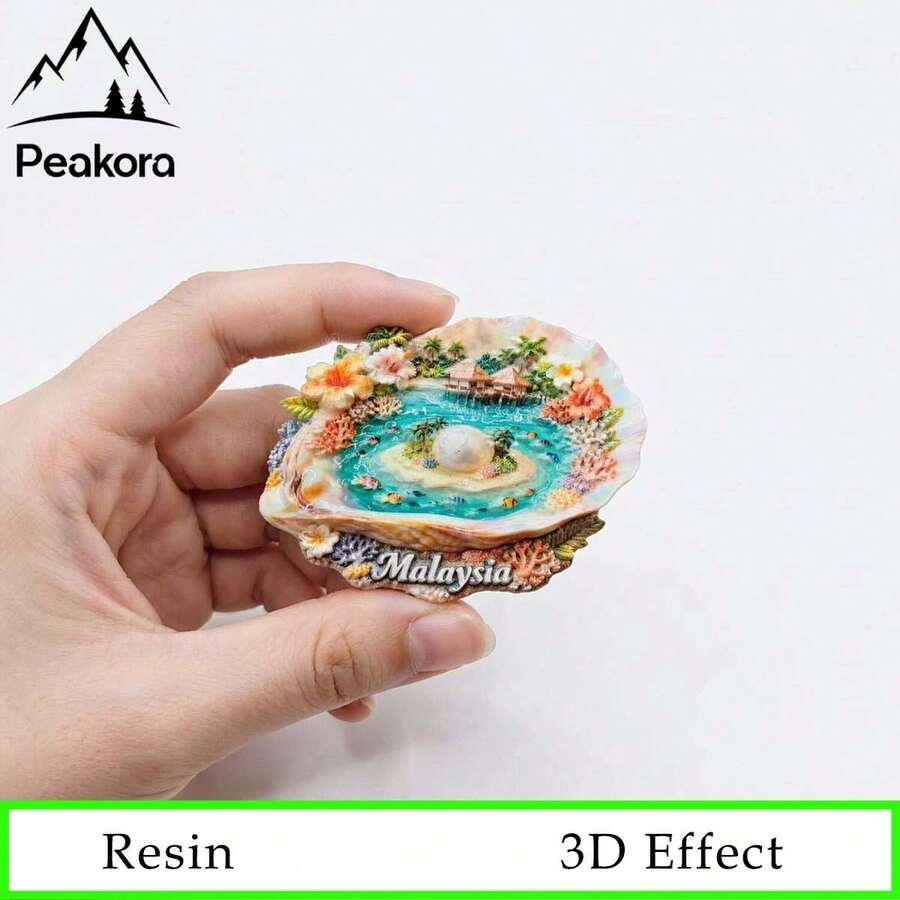 3D Malaysia Fridge , Magnet Mabul Island Resin Souvenir , Tropical Ocean Coral Palm Tree Water Bungalow Decorative Refrigerator Sticker ,Travel Gift - Mabul Island, Malaysia - View 1