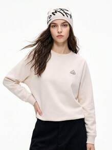 CAMEL CROWN Women's Modal Sweatshirt, Crew Neck Raglan-Sleeve Relaxed-Fit Casual Sports Top - Light Khaki - View 2
