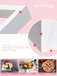 10pcs/Set, Fashionable Cake Box With Transparent Wavy Window, Sturdy Cardboard Dessert Display Box, (With Window), White Baking Box, Suitable For Christmas Party Dessert Table, Holiday Gift Packaging, Christmas Cupcakes - Multicolor - View 10
