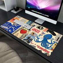 1pc Jazz Octopus Collage Art Mouse Pad, With Non-Slip Rubber Base, Perfect For Home Office Decor, Gaming Setup, Featuring Unique Pattern Art Mouse Pad And Durable Rubber Surface - View 3