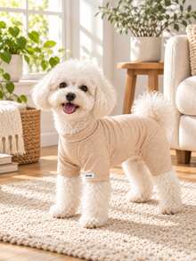 1PC Thickened, Warm Striped Pet One-Piece Suit-Warm, Thick, Soft, Comfortable, And Durable; Suitable For All Four Seasons And Can Be Worn Both Indoors And Outdoors; Perfect For Small And Medium-Sized Pets. - Pink - View 6