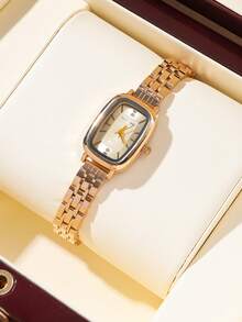 CARYINO-Women's Classic Fashion Small Square Watch, Sunburst Gradient Minimalist Dial, Designer Strap, Can View Time, Suitable For Daily, Holiday, Party, Wedding, Back To School, Christmas, Thanksgiving, Halloween, Easter And Other Occasions, Best Gift For Women - one-size - View 7