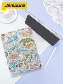 Jemdura-1 Pearlescent Ocean Creature Pattern Tablet Protective Case - Tri-Fold Stand Case, Compatible With IPad Air 8 (M4) 2026 (11 Inch), 11 (A16) 2025 (11 Inch), 10.2 Inch (10th Gen) And Galaxy Tab A8 10.5 Inch (2022 Model); Features Drop Protection, Stylus Storage Slot And Auto Wake/Sleep Function - Ideal Holiday Gift - Multicolor - View 3