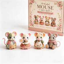Handmade Fun, 4PCS Puzzle Bead Material Kit, DIY 3D Puzzle Embroidery Kit, Simple Craft Arts Sewing Kit, DIY Art Set Sewing Animals Alien Creatures Highland Cow Material Kit (1 Set) Suitable For Holiday Handmade Gifts - Multicolor - View 8