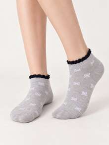 5 Pairs Women's Multi-Color Floral Campus Style Invisible Short Socks, Suitable For Daily Wear, Work And Casual - Multicolor - View 3