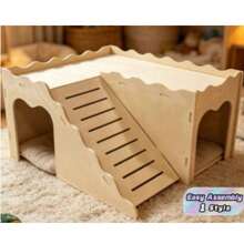 1pc Wooden Pet House, Habitat, Suitable For Play, Exercise, Interaction, Feeding, Hiding, Climbing, Fit For Guinea Pigs, Rabbits, Hedgehogs And Other Large Pets, Christmas, New Year Gift - multicolor - View 3