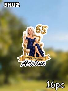 8/16/24pc Custom Photo & Text Birthday Cutout Banner, Personalized Name Age Face Photo Garland, Milestone 65th Birthday Party Decor, Custom Face Cutout Birthday Banner - Gold - View 11