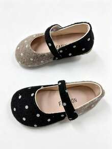 Cute Fashionable Polka Dot Colorblock Soft Sole Shoes For Girls - Black - View 2
