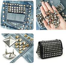 50/100/320pcs Square Pyramid Studs, 10mm 4-Prong Spike Studs, Punk Rock Studs, Suitable For Bags, Shoes, Leather Crafts - Silver - View 1