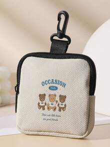 1 buah Dompet Koin Mini Motif Beruang, Penutup Resleting, Kantong Kecil dengan Kait Putar untuk Earphone, Koin, Kunci, dan Barang Kecil Lainnya, Dapat Digantung di Ransel - MultiWarna - View 12