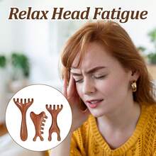 3 Packs Wooden Massager Comb Gua Sha Scraping Massages Double Head Massage Rake Foot Massagers Tools With Long Handle For Head Neck Back Legs Feet - Brown - View 3