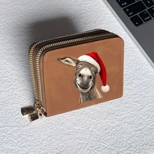 Christmas Print Card Holder Lightweight Fashionable Wallet Suitable For Party For Women Double Zipper Mini Wallet Purse Wallet Card Wallet - Multicolor - View 8