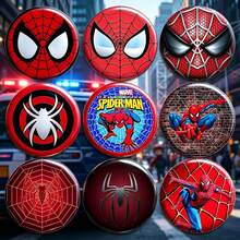 1set/9pcs Character Hero Round Scrapbook Kit Set, Cartoon Character, Vibrant Printed Badges, Perfect For Theme Parties, Gifts And DIY Customization, Daily Clothing Decoration And Personal Collection - Multicolor - View 4