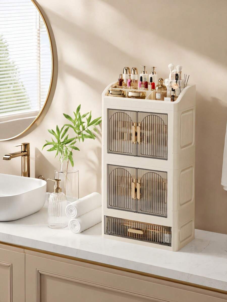 A Variety Of Size Cosmetic Storage Boxes, With Multiple Combinations Of Drawers And Doors, Suitable For Various Sizes Of Cosmetics, Can Be Used In Bathrooms And Dressing Tables,Make Up Organizer,Parfum Storage Box