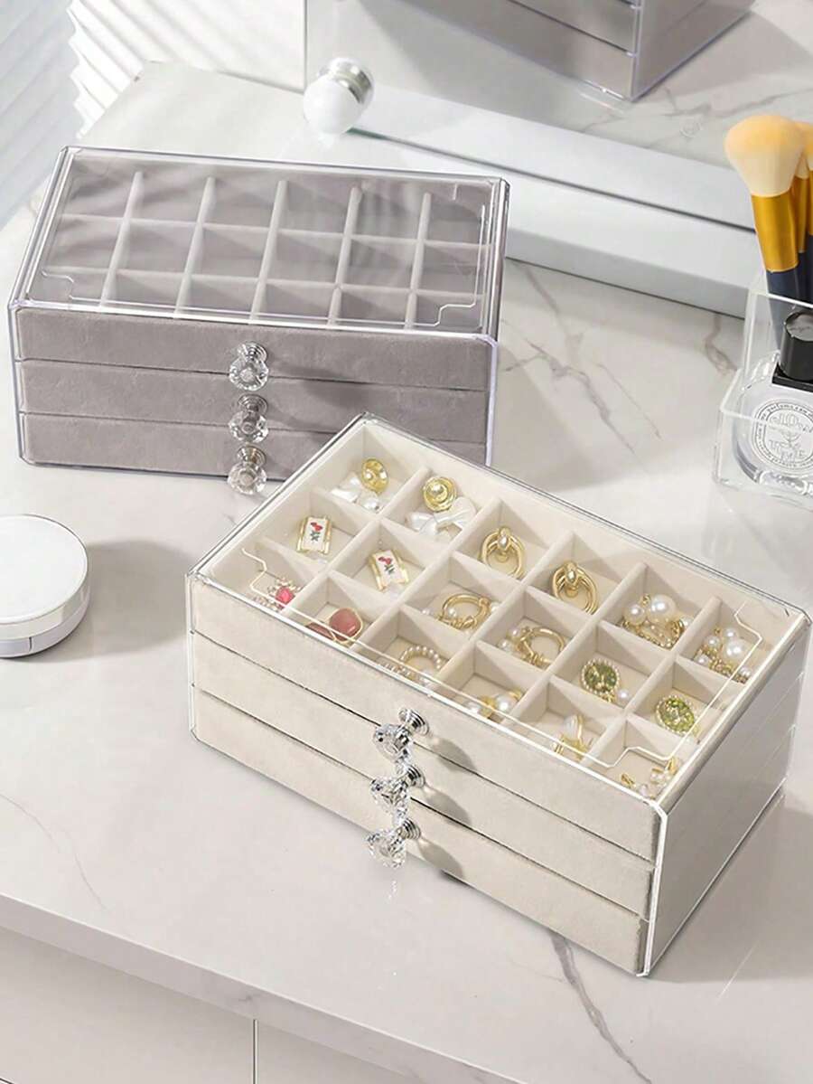 Hộp đựng trang sức 3 tầng, hộp trưng bày bông tai, nhẫn, vòng tay. - Hộp đựng trang sức - Xem 1