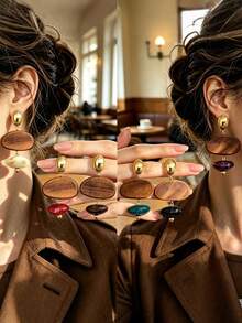 Betykuku 8/12/14pcs European & American Vintage Wooden Resin Artistic Design Pendant Earrings Set - 6 Pairs Set - View 7