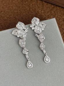 1 Pair Elegant Glamorous Cubic Zirconia Butterfly Tassel Earrings Suitable For Women's Ball Party - Silver - View 5