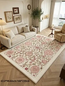 1pc Pink Floral Print Living Room Rug, Suitable For Kitchen, Dining Room, Bedroom, Room Holiday Decor, Indoor/Outdoor, Office, Lobby, Non-Slip Doormat, Bathroom Rug, Hallway, Study, Gaming Area - Pink - View 15