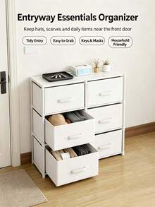 1 Pack Multi-Drawer Sturdy Freestanding Fabric Storage Dresser Cabinet, Modern Neutral Color Vertical Drawer Organizer Unit With Handles For Bedroom Hallway Closet Entryway, Christmas Thanksgiving Home Organization Gift - Multicolor - View 6