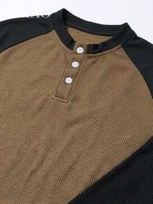 FEIAO Men's Vintage "Old Money Style" Rich Colorblock Long Sleeve Polo Shirt, Suitable For Daily Commute, Loose Fit - Multicolor - View 6