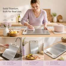 1PC Titanium Alloy Double-Sided Cutting Board, Reversible Kitchen Chopping Board With Built-In Juice Groove, Dishwasher , Multi-Functional Prep Board For Daily Home Use And Baking, Thoughtful Gift For Friends And Family - View 7